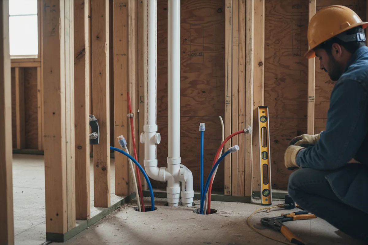Drain and supply rough-in during Leak Detection in Oaks